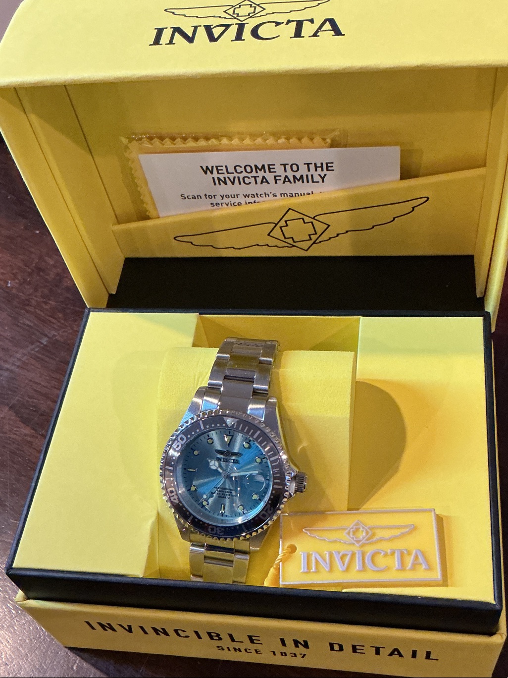 Invicta Silver Stainless Steel Watch With Blue Dial